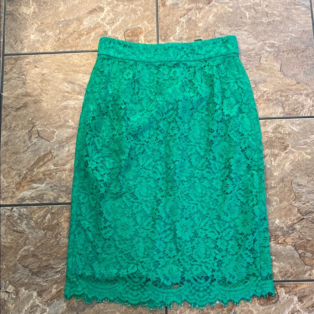 J. Crew Green Pencil Skirt Knee-Length Cocktail